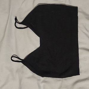 Knit ribbed cropped tank top black